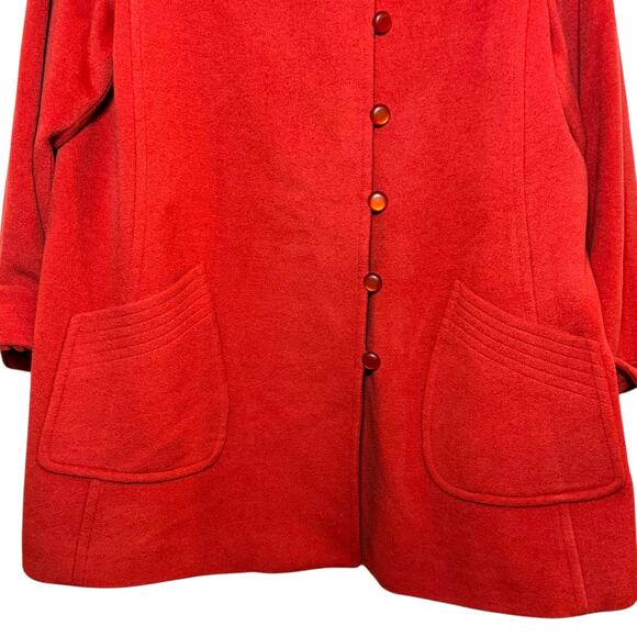 Oscar de la Renta Size 16 Orange Wool Angora Blend Button Up High Collar Coat - Picture 4 of 9